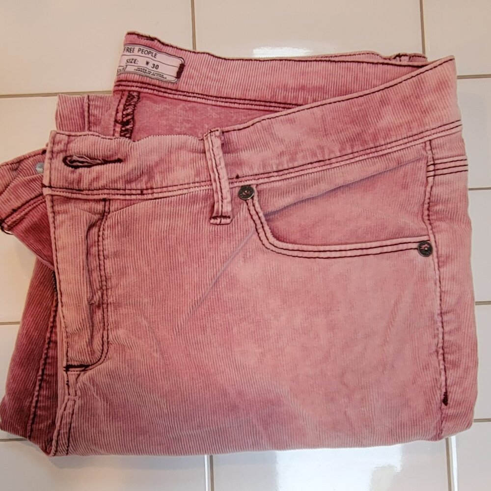 Free People Pink Corduroy Straight Leg Pants